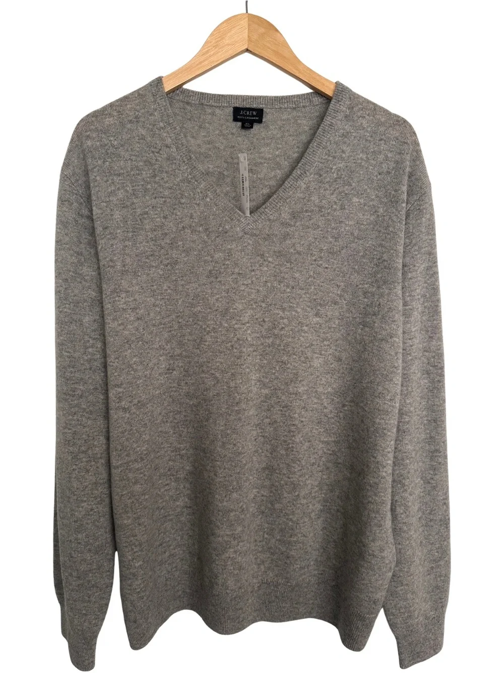 J. Crew Men's V-Neck Cashmere Sweater Heather Gray XL Preppy Quiet Luxury NWT